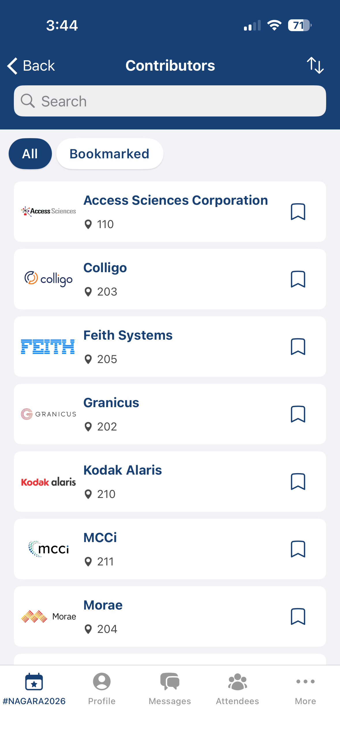 Contributor sponsor list in the NAGARA mobile app